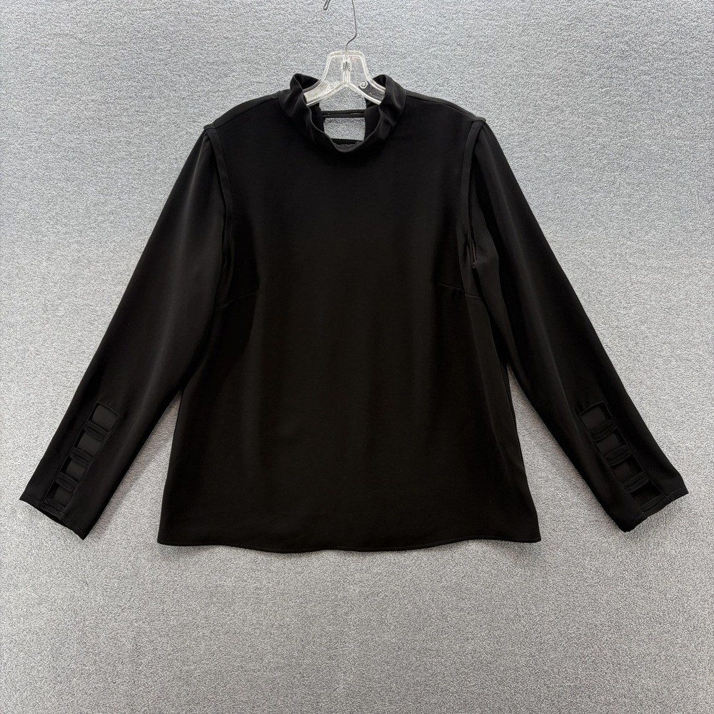 Snider Blouse Womens XL Black Convertible Long to Sleeveless Cutouts Office Top